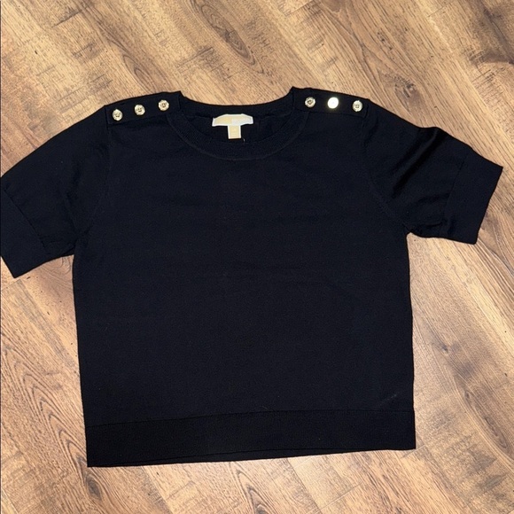NWT! MICHAEL KORS Black Blouse with Gold Accents - Picture 5 of 6